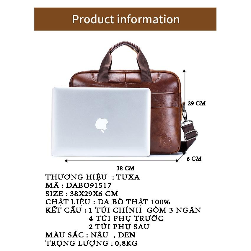 Túi da đựng laptop Lion 14 inch Da Bò Thật đựng tài liệu A4 ipad đi làm Túi công sở nam