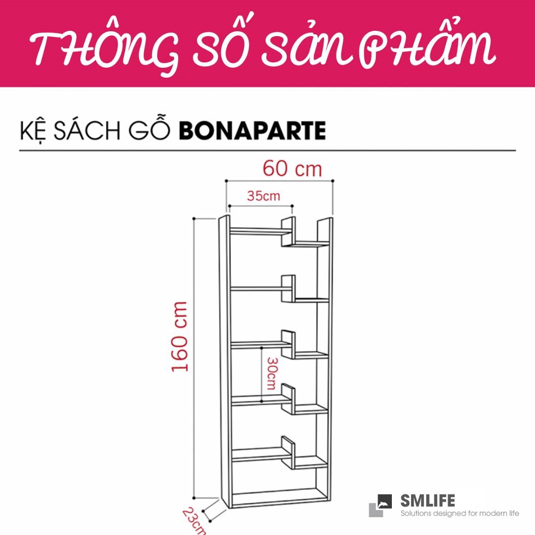 Giá sách bằng gỗ thiết kế đẹp SMLIFE Bonaparte