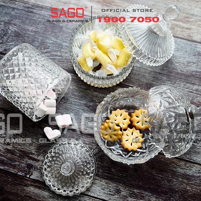 Thố Mứt Thủy Tinh Kim Cương Delisoga Đựng mứt