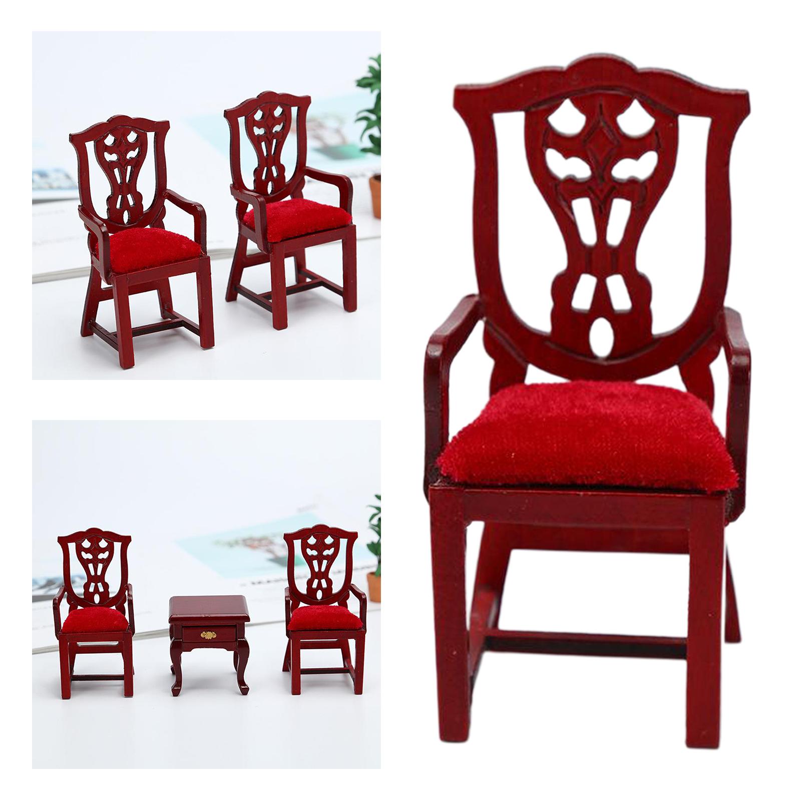 1:12 Scale Doll House Wooden Chair Model Baby Doll Room Supplies Scenery
