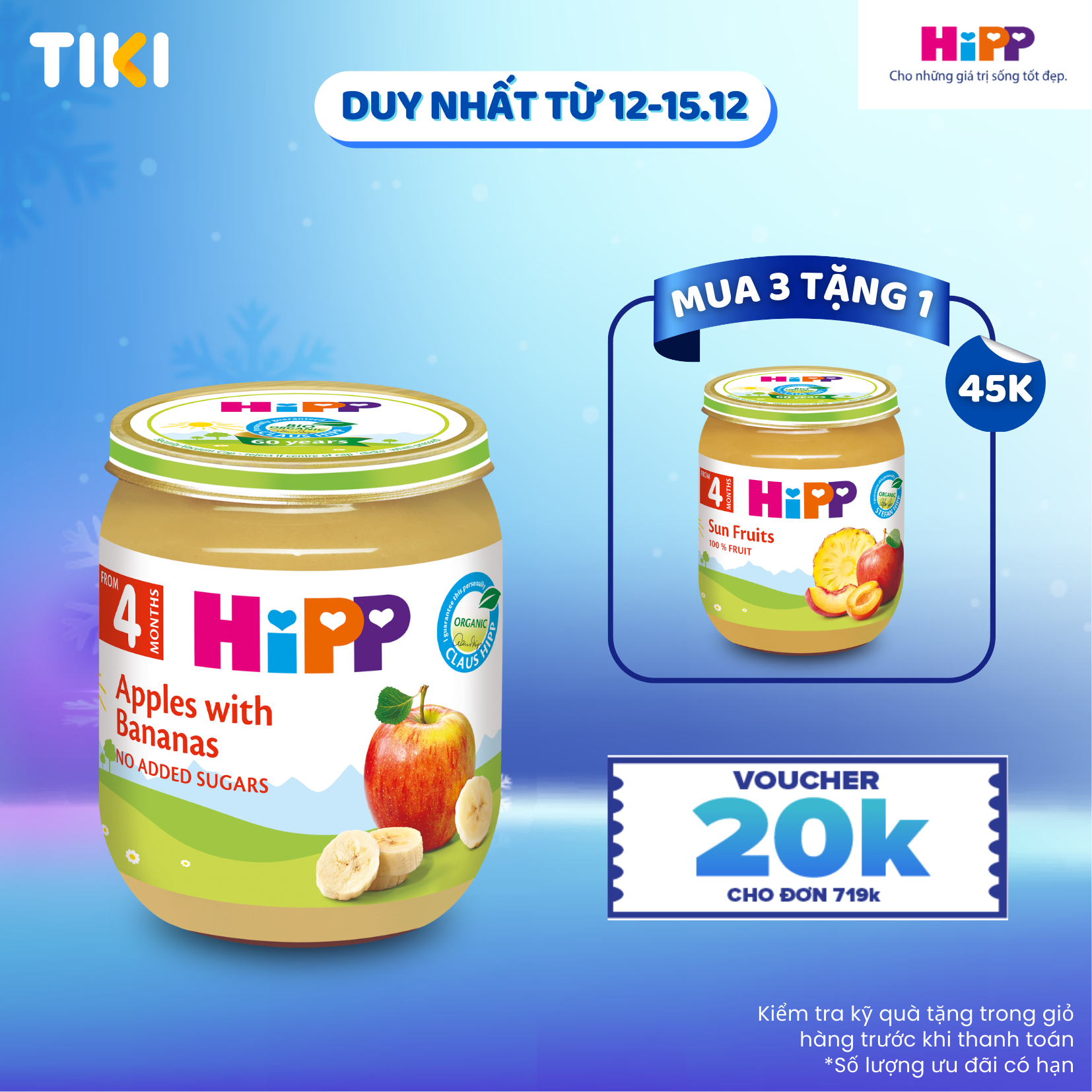 Dinh dưỡng đóng lọ ăn dặm Chuối Táo HiPP Organic 125g