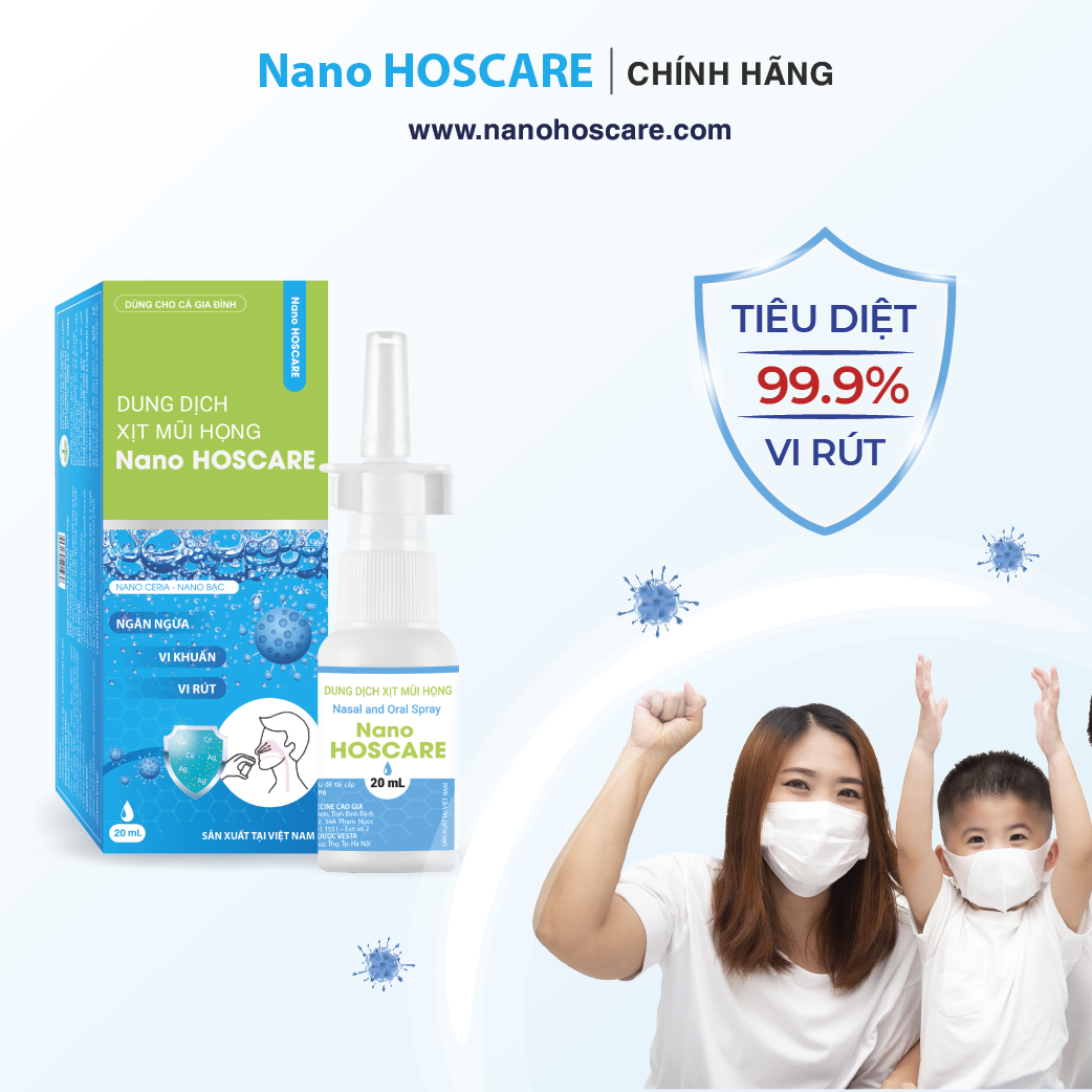 Xịt mũi xoang Nano HOSCARE 20ml - Giảm viêm xoang, nghẹt mũi, viêm mũi, viêm họng