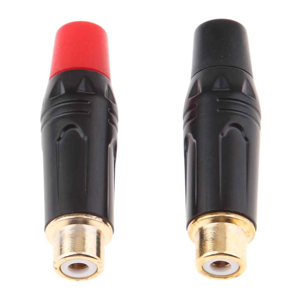 Gold Plated RCA Male+Female Plug Adapter Audio Cable Connector Speaker Plug