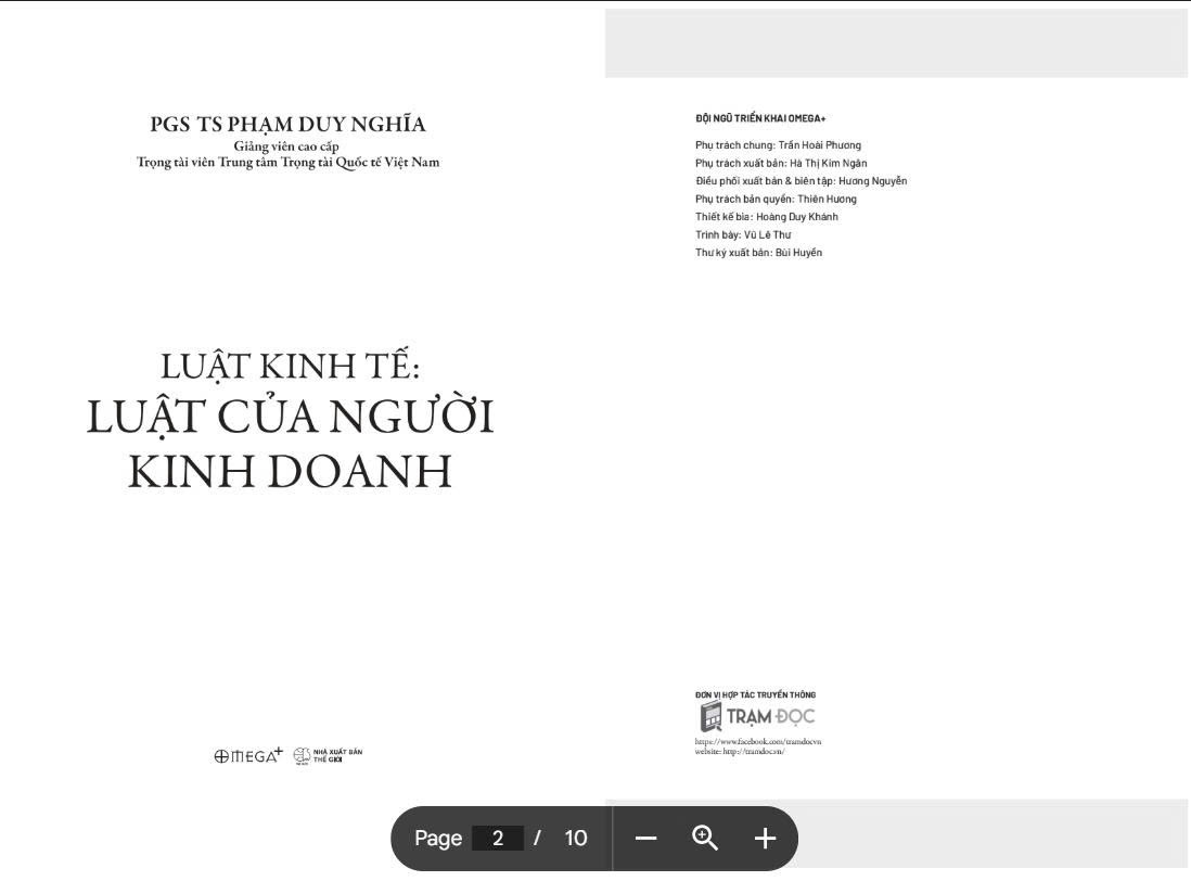 Luật Kinh Tế - Luật Của Người Kinh Doanh - Phạm Duy Nghĩa - Omega Plus
