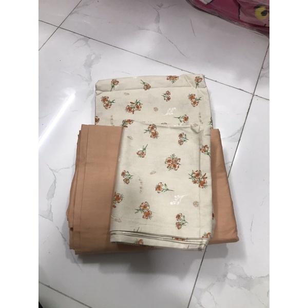 Bộ Chăn Ga Gối Cotton Living 100% Cotton Hàng nhập Khẩu Cao Cấp 4 Món Hoa Nhí Vintage