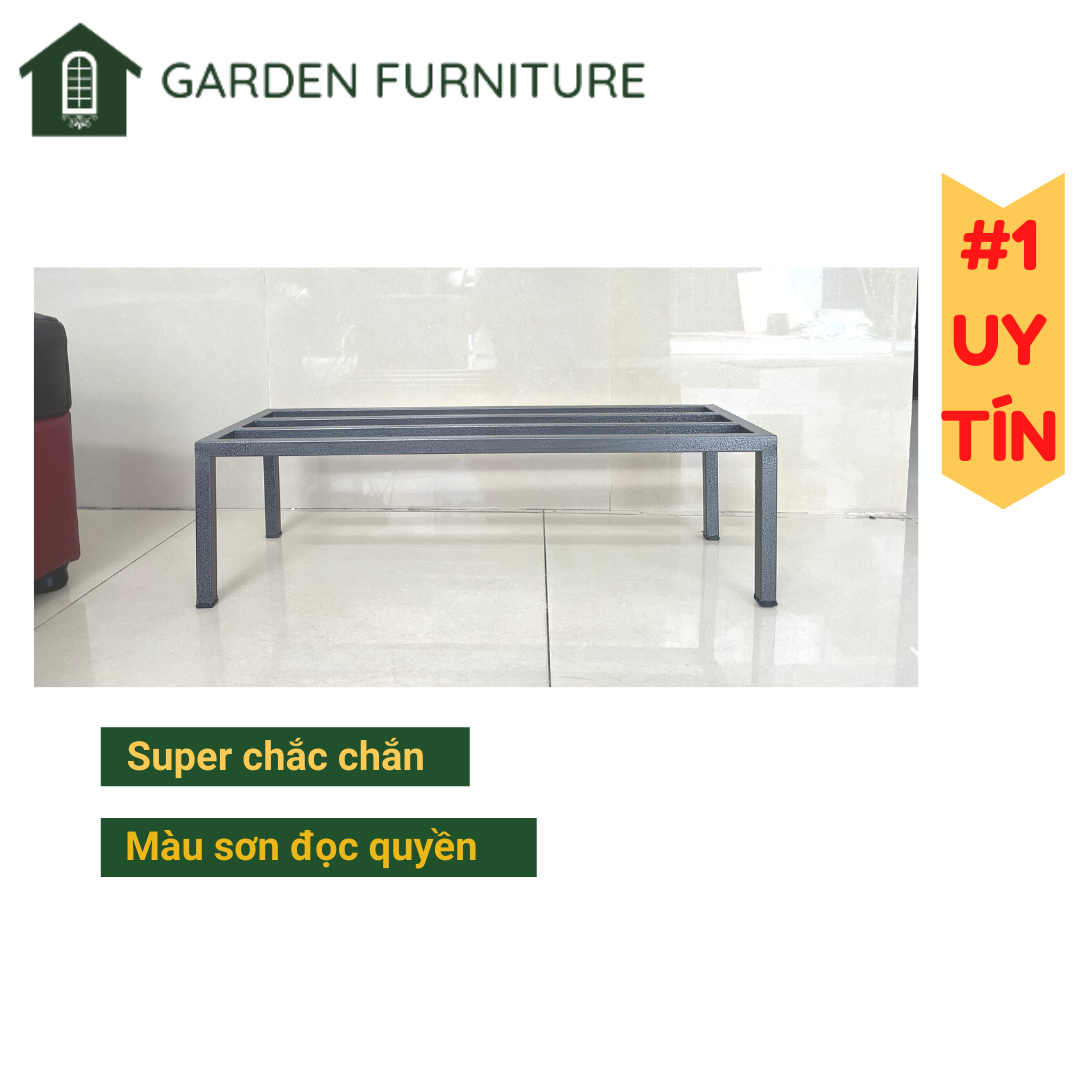 Kệ sắt dài kích thước 70x25x20cm, vật tư 20mm kê hồ cá, chậu cây, chậu hoa, kệ ban công dễ dàng quét dọn gọn gàng