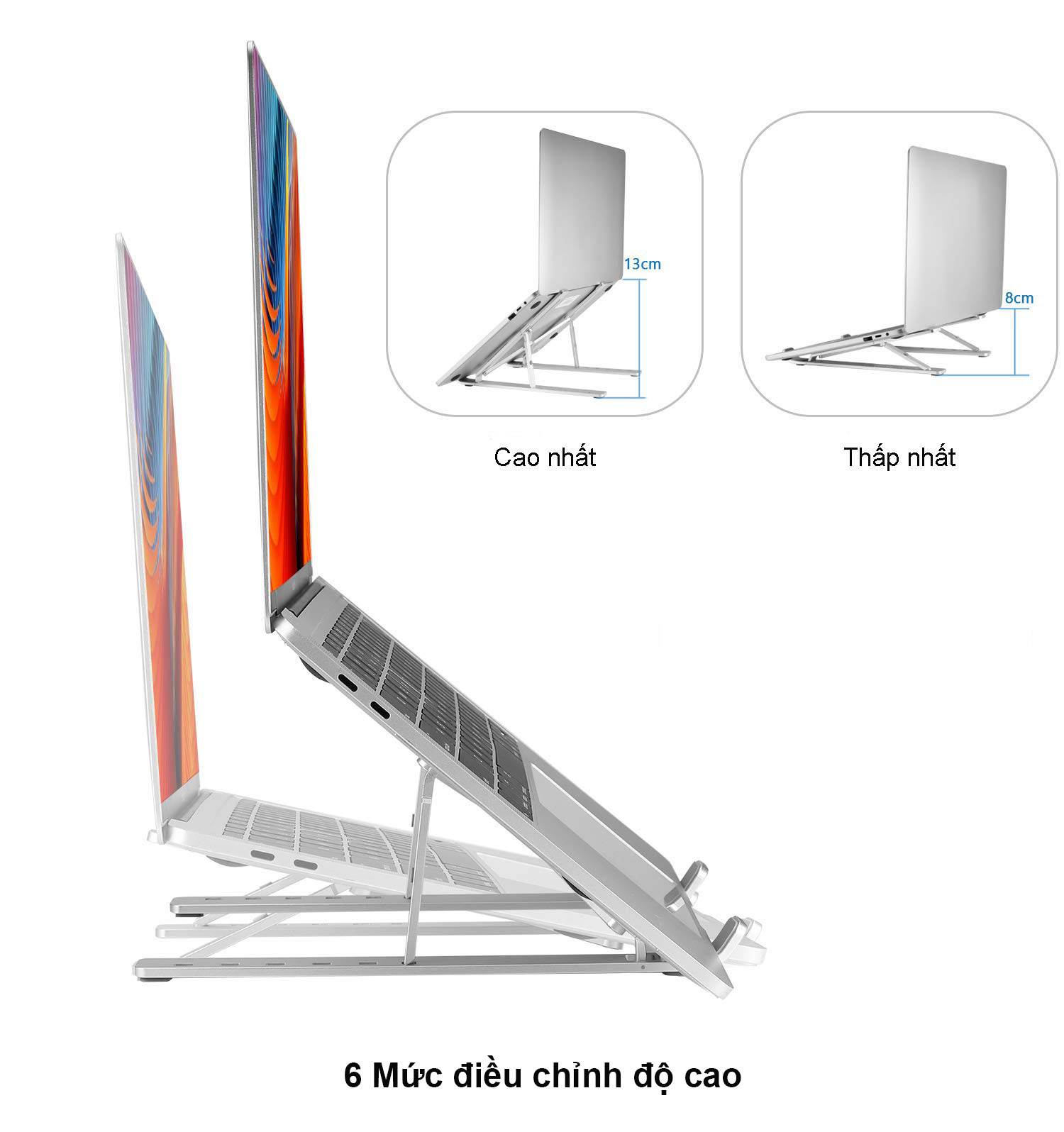 Hình ảnh Giá Đỡ Laptop, Máy Tính Bảng Hợp Kim Nhôm 6 Mức Điều Chỉnh Chiều Cao Thông Thoáng Hỗ Trợ Tản Nhiệt Hàng Chính Hãng Tamayoko