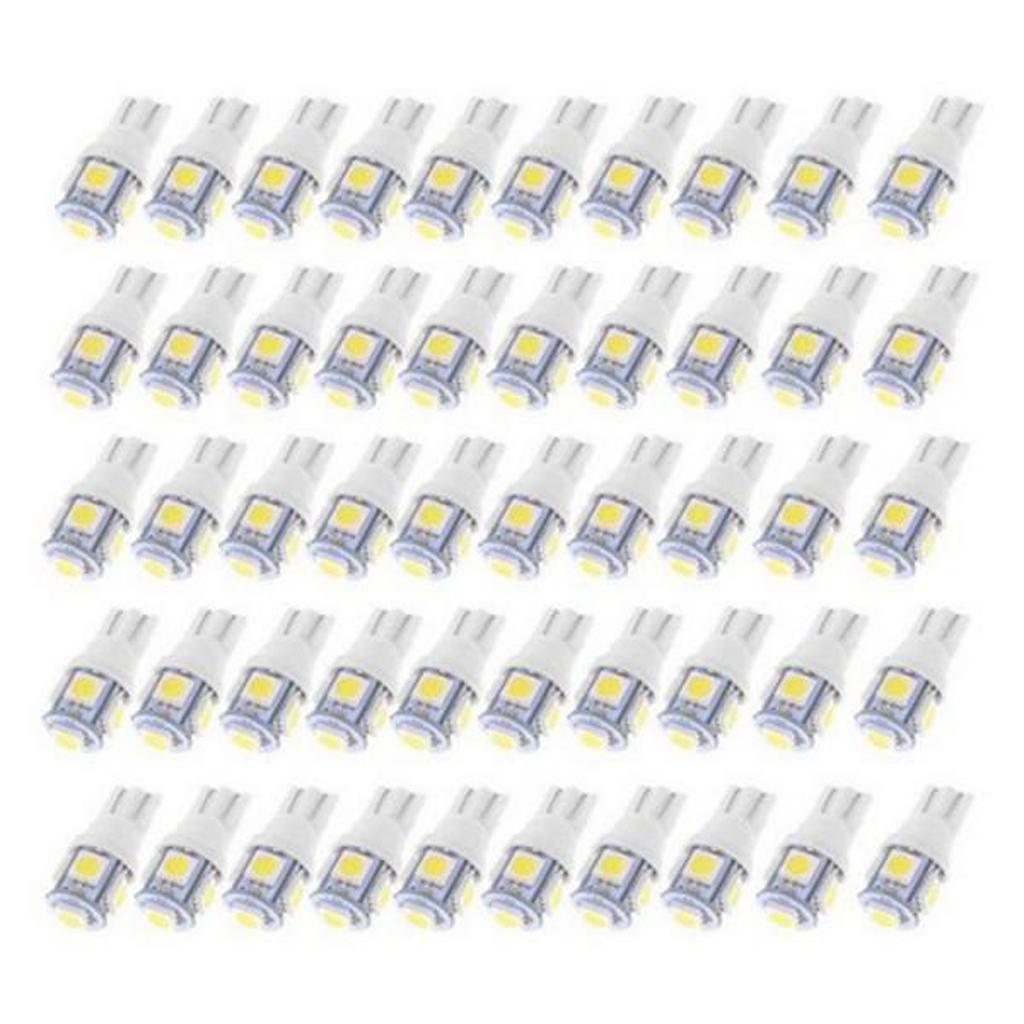 50pcs T10 5050 5SMD 6000K White LED Light Bulbs Car Gauge Instrument