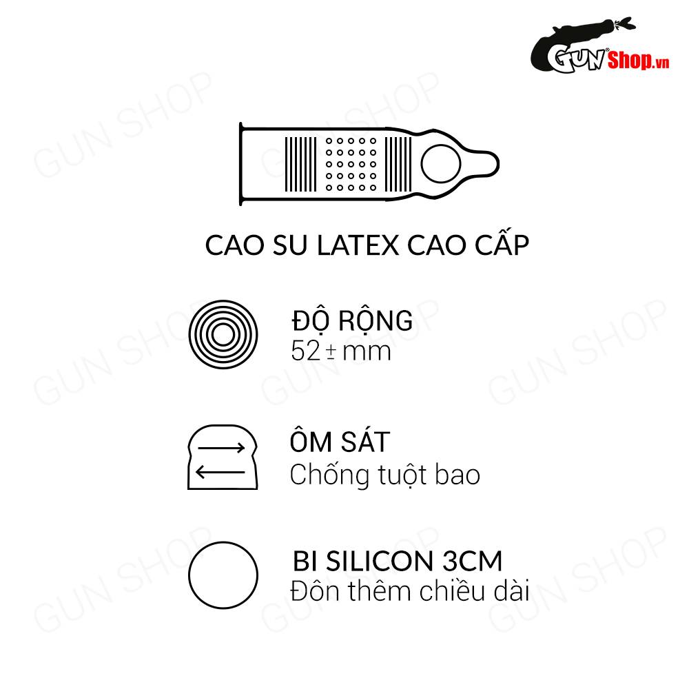 Bao cao su Shell Giant Entering gân nổi, bi tăng 3cm - Hộp 10 cái | SHELL CHÍNH HÃNG