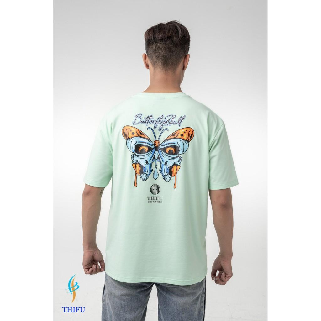 Áo Thun THIFU FASHION Tay Lỡ Hoạ Tiết Hoạt Hình Butterfly Skull Chất Liệu Cotton, Thấm Hút Tốt Phù Hợp Cho Cả Nam Và Nữ