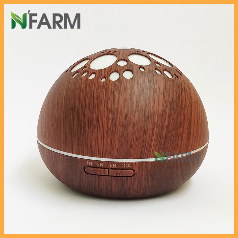 Máy khuếch tán/ máy xông tinh dầu Ánh Trăng màu gỗ nâu N'Farm NF2041 + tinh dầu cam N'Farm / Phun sương sóng siêu âm.