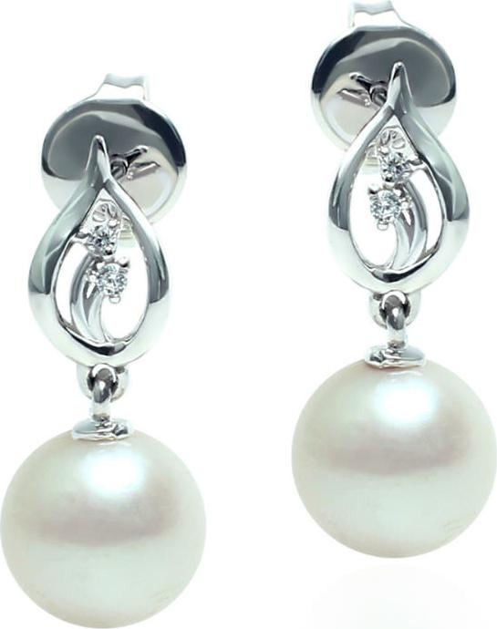 Bông Tai Nữ Ngọc Trai LuxJy Jewelry E3014 - Xám Ánh Chì