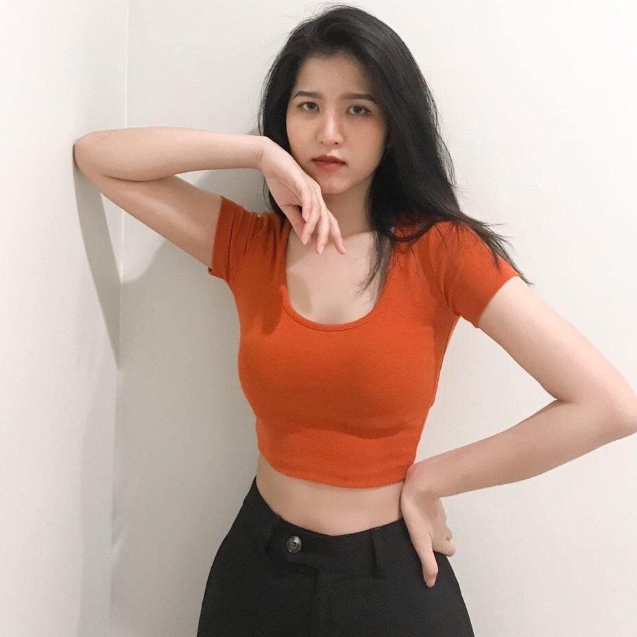 Áo croptop nữ cổ vuông nữ basic - Nice Clothes