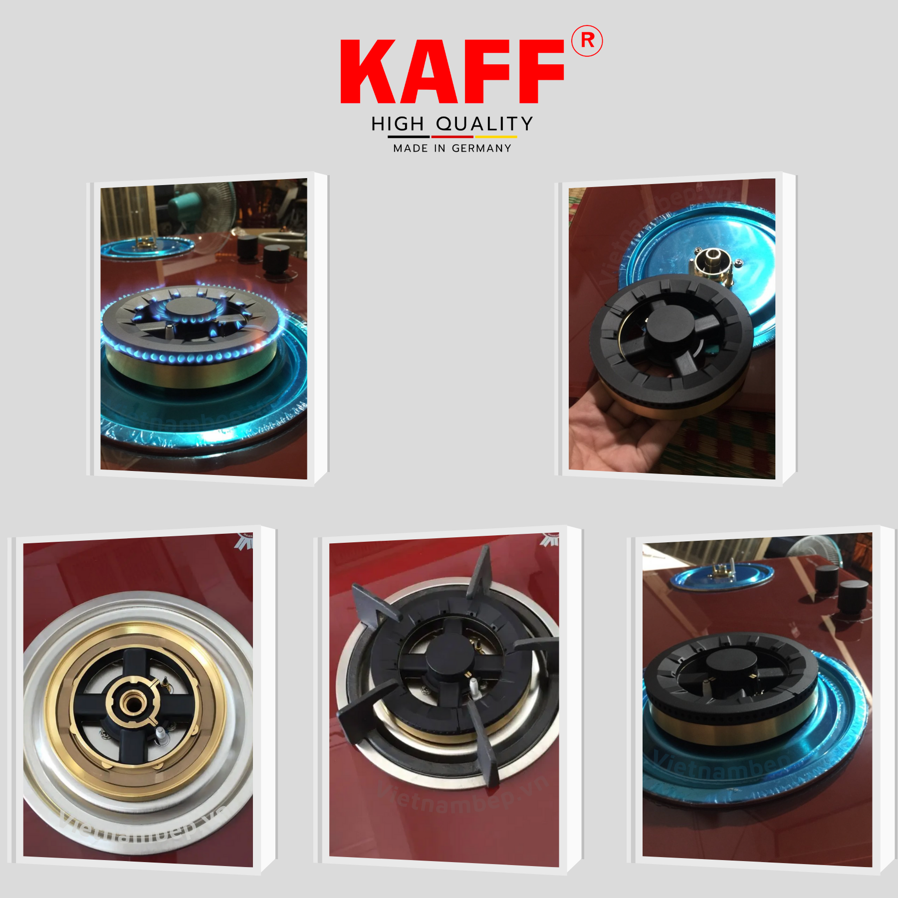 Bộ Bếp ga âm đỏ sang trọng KAFF KF- 312 bao gồm: Bếp ga + chảo chống dính cao cấp + bộ van ga - Hàng chính hãng