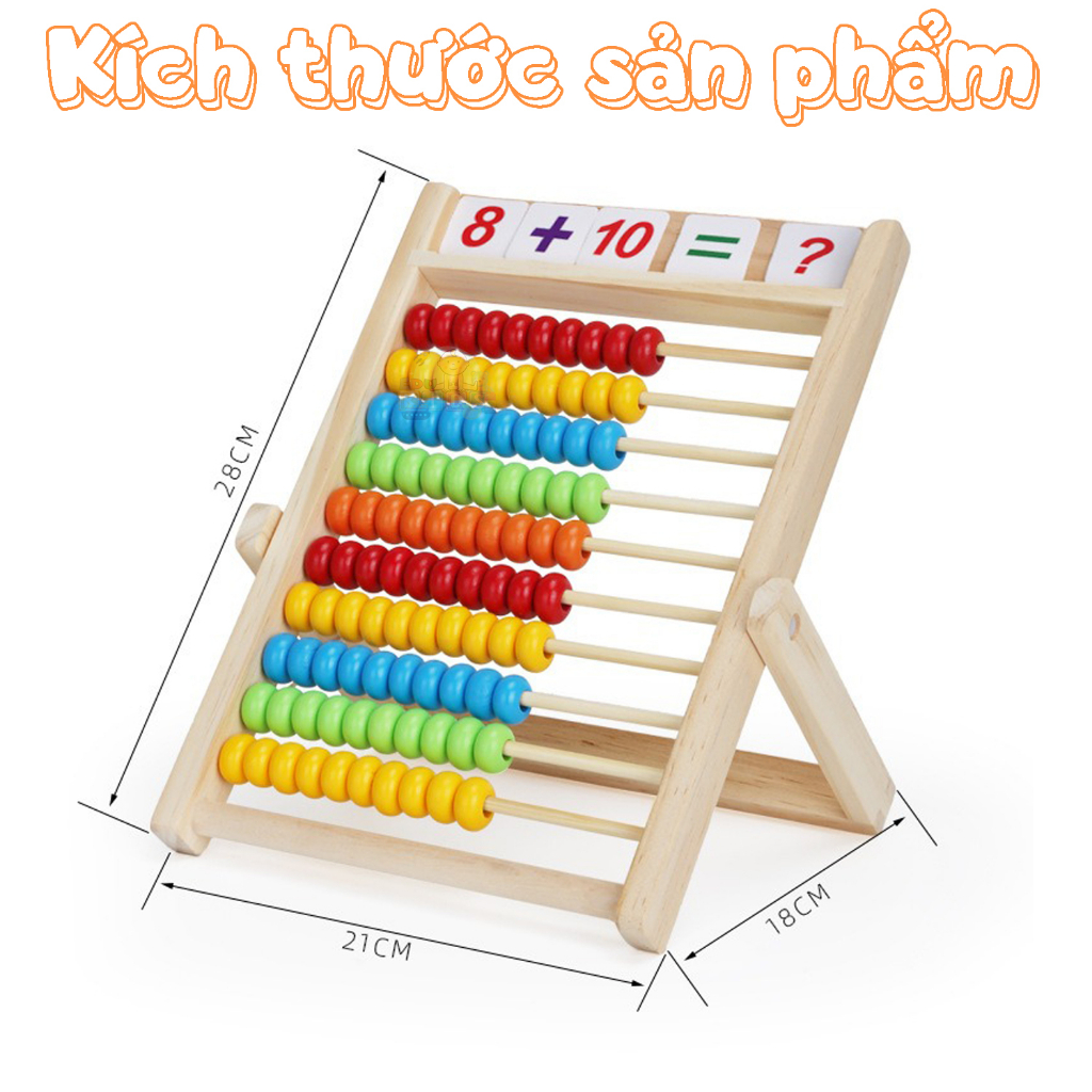 Đồ Chơi Giáo Dục Bàn Tính Toán Học Thông Minh Tặng Kèm 100 Thẻ Số 100 Que Tính Nhiều Màu