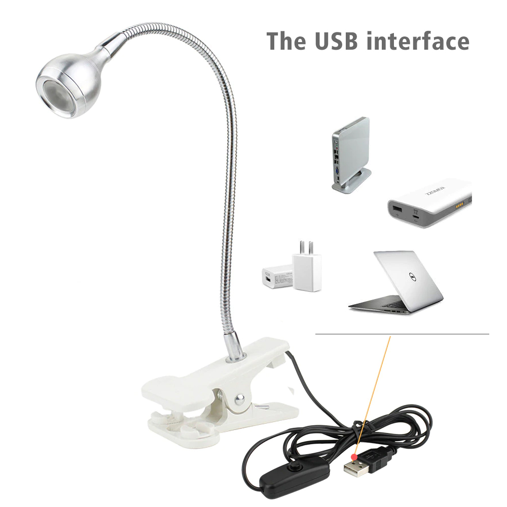Đèn Led đọc sách, Làm việc 3W Kẹp đa năng, Ánh sáng chiếu rọi - T001