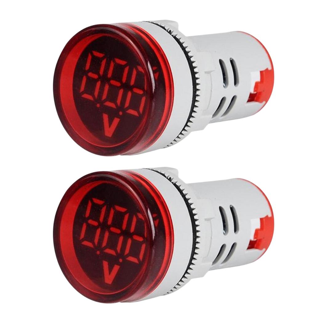 Lots 2 Plastic DIY Mini Voltmeter Round Voltage Meter LED Indicator Light Red