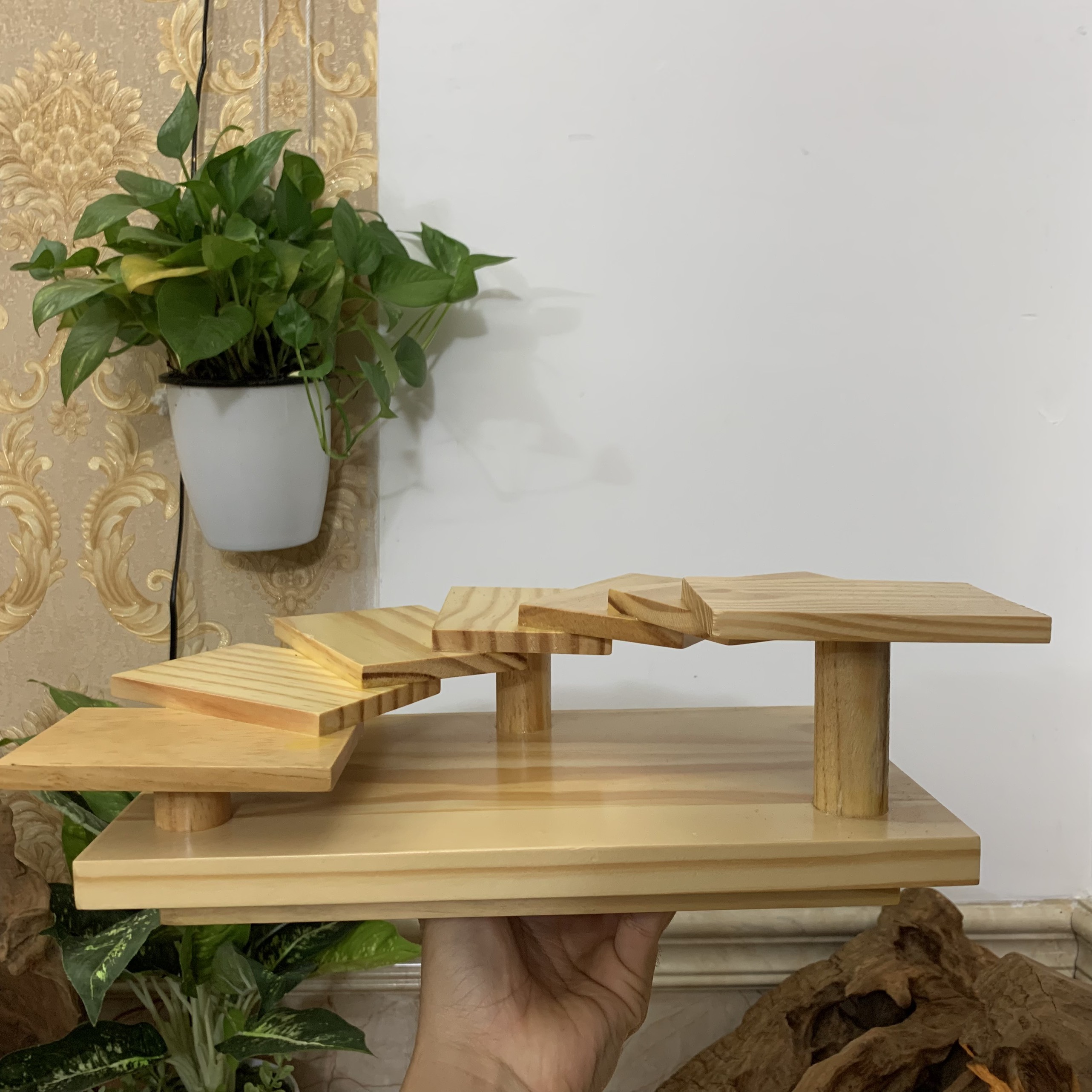 Khay sushi gỗ trang trí món ăn sushi Nhật Bản hình bậc thang 7 tầng - Gỗ thông nhập khẩu