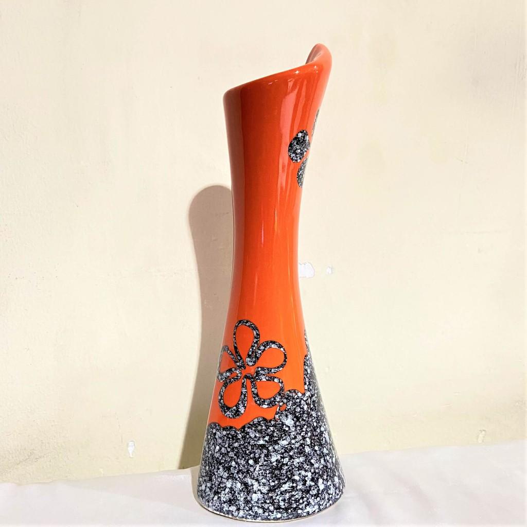Bình Hoa Vẹo Sứ Bát Tràng Vân Đá Cao 25cm