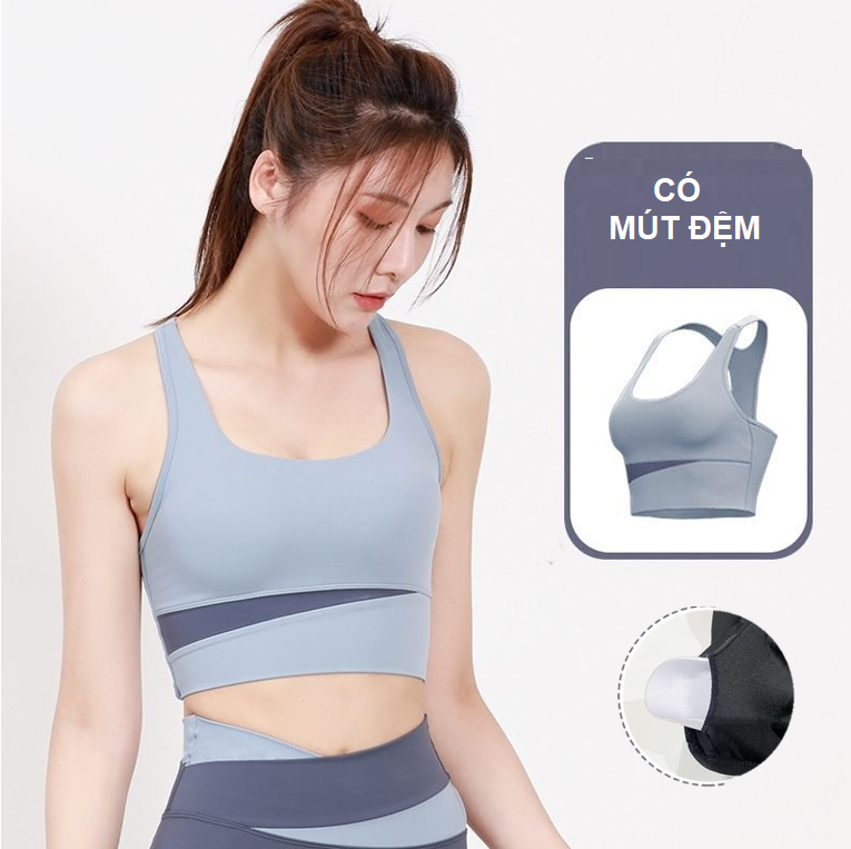 Áo Bra Tập Gym yoga, aerobic nữ, Sexy tôn vòng ngực, co giãn tốt, mặc ôm dáng có mút đệm