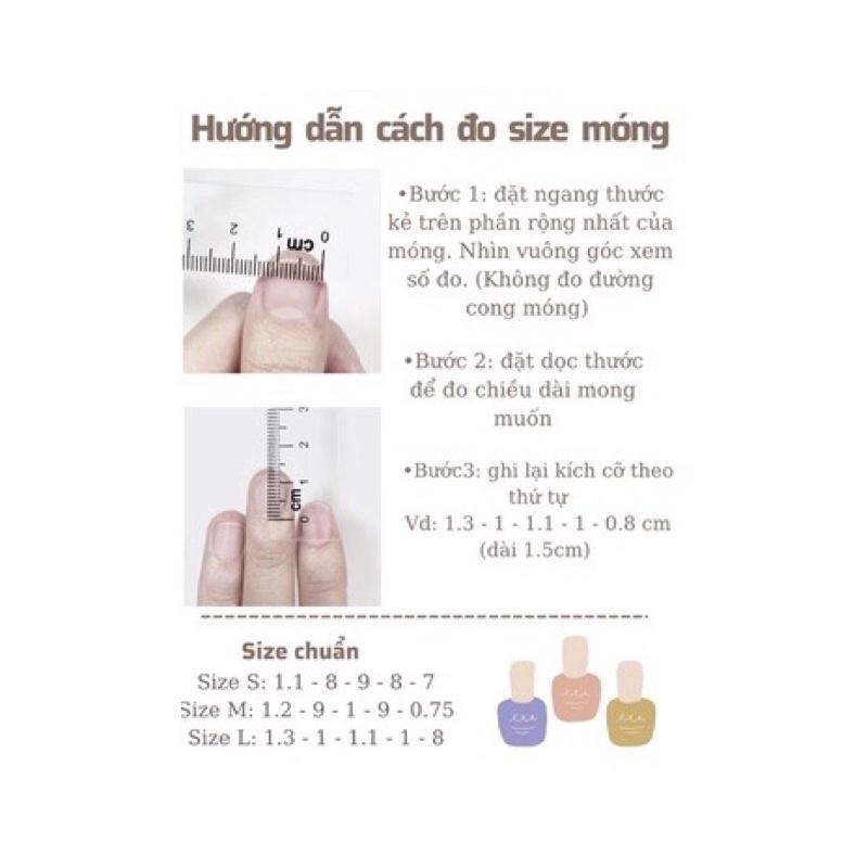 Nail box thiết kế màu trắng charm gấu loang vân đá móng úp theo size tay tròn nhọn dài nb059 julynails.vn