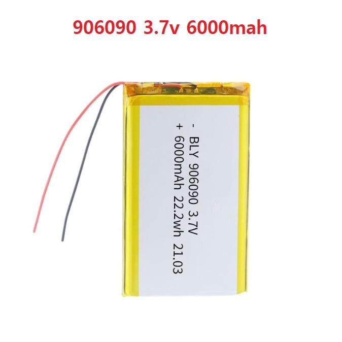 Pin Sạc Lithium Polymer 3.7V 6000mah 906090 Cho tai nghe,loa Mp3 MP4 MP5 GPS PSP Bluetooth hàng mới