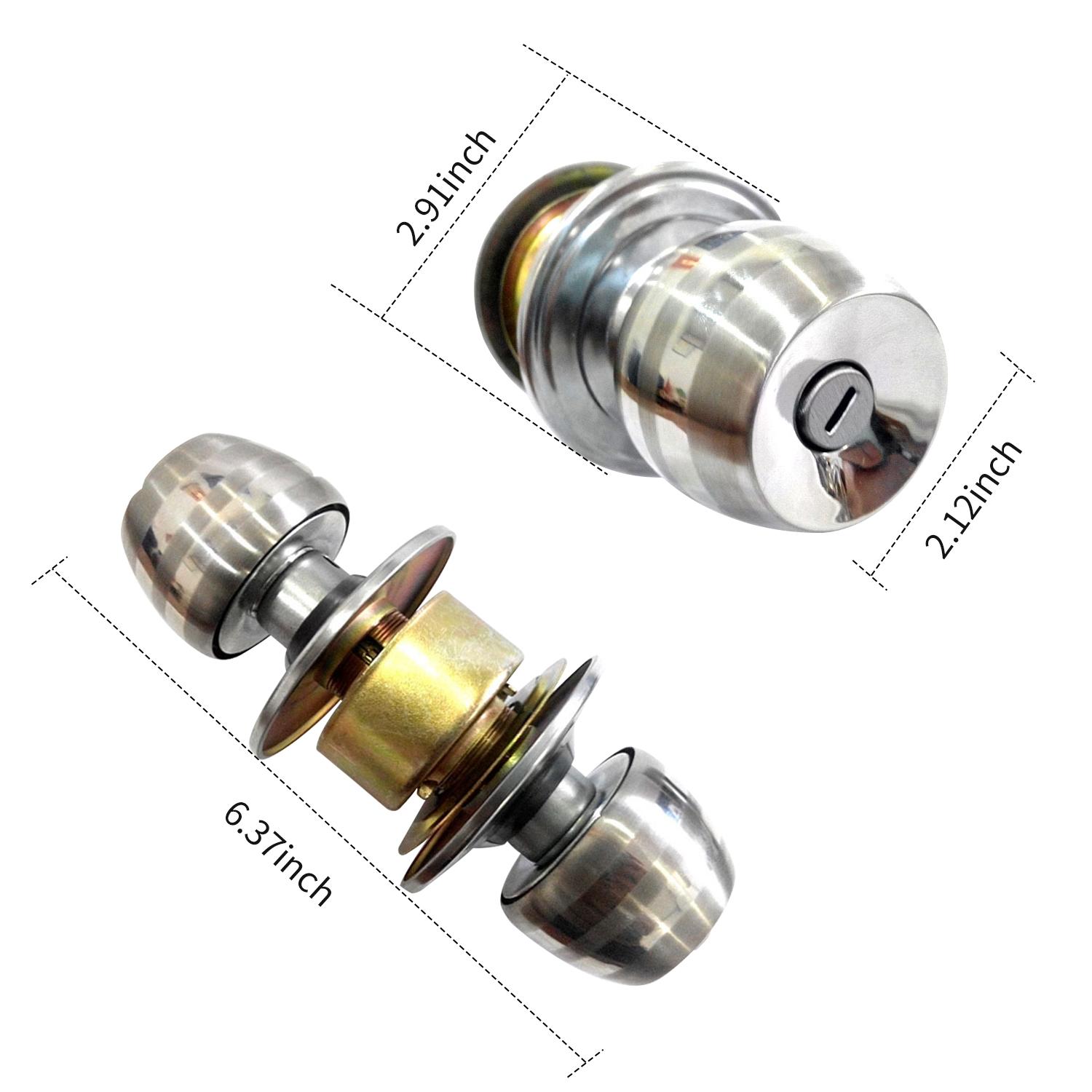 Bộ khóa cửa có núm vặn kiểu bóng tròn bằng thép không gỉ cứng cáp độ bền cao