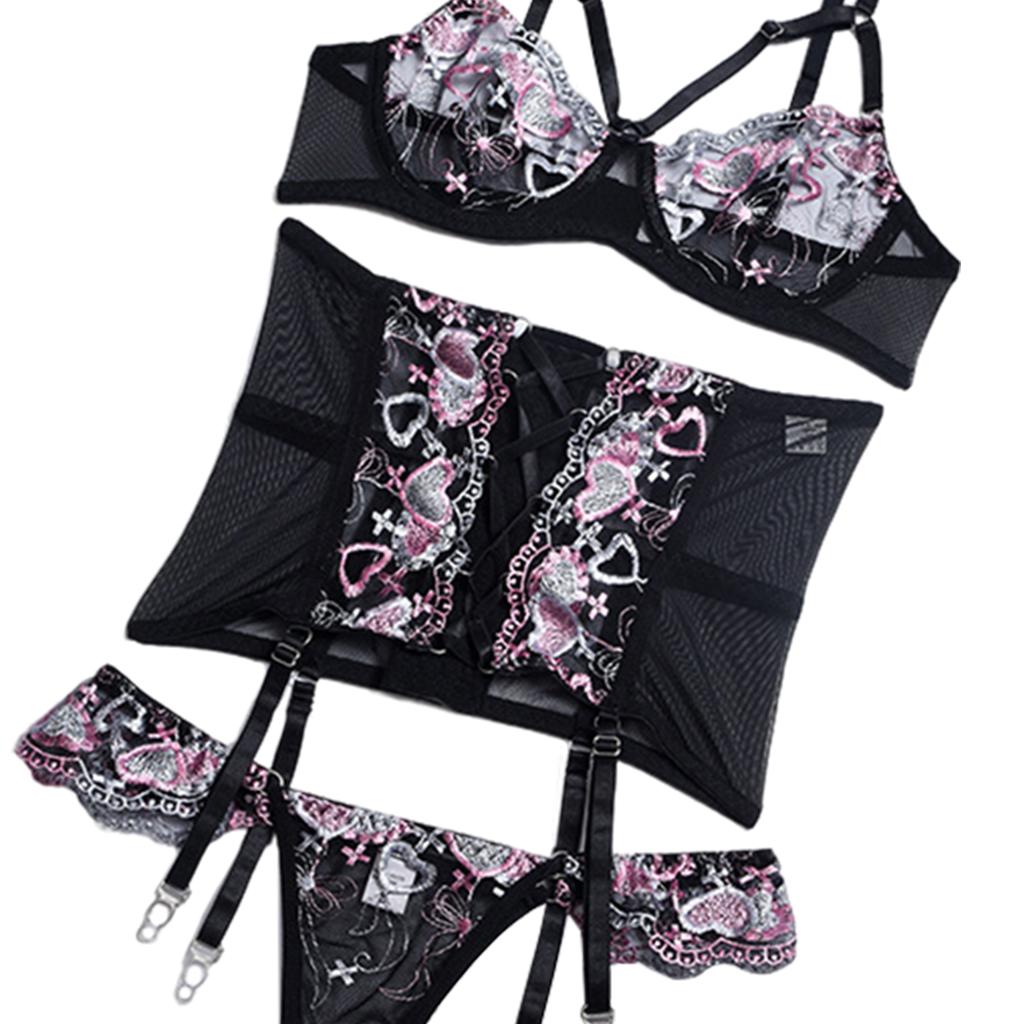 Womens Ladies Lingerie Nightwear Underwear Lace Bra Panties Sleepwear Set