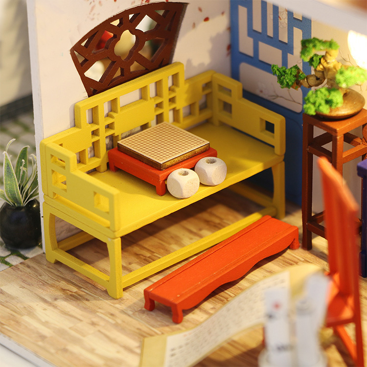 Mô hình nhà DIY Doll House Leisurely Jiangnan Kèm Đèn LED và Mica chống bụi