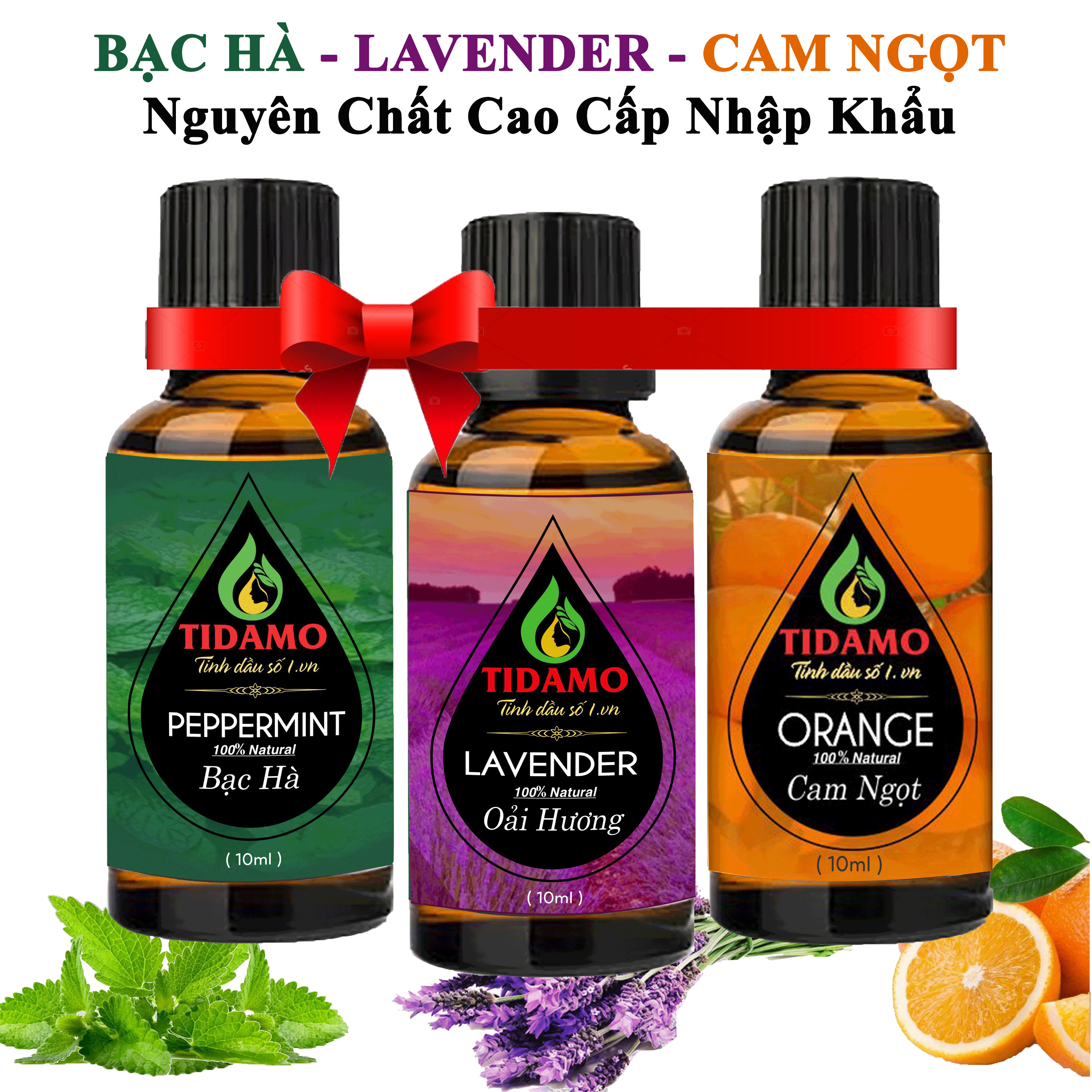 Combo 3 Tinh Dầu Oải Hương + Tinh Dầu Bạc Hà + Tinh Dầu Cam Ngọt Nguyên Chất - Tinh Dầu TIDAMO Cao Cấp Xông Phòng Giúp Thư Giãn, Thơm Phòng Và Nâng Cao Sức Khỏe