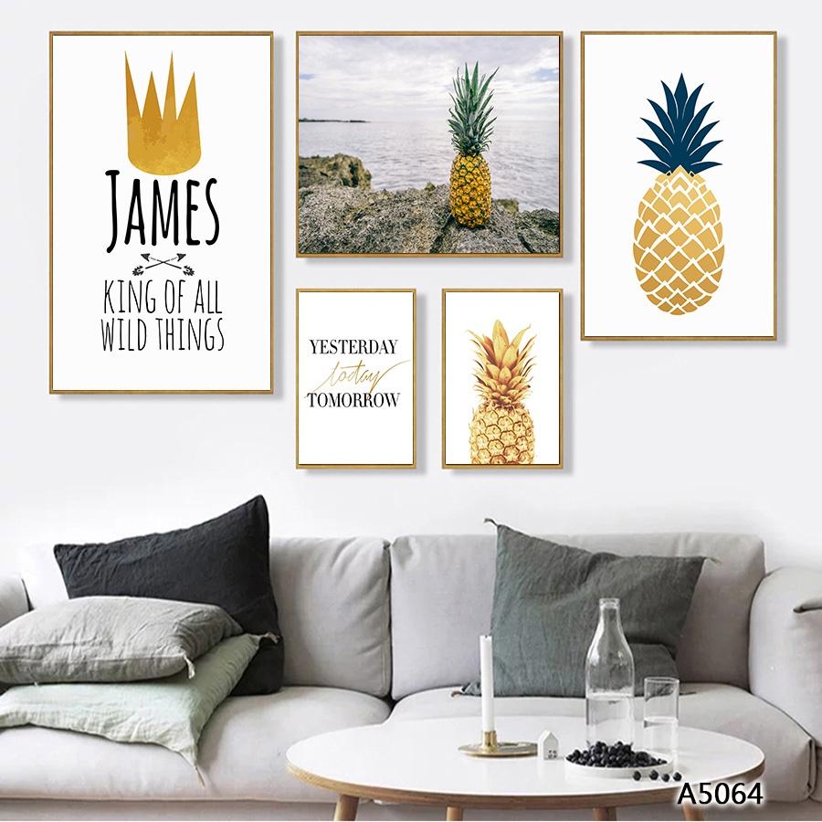 Bộ tranh khung canvas treo tường trái cây nhiệt đới