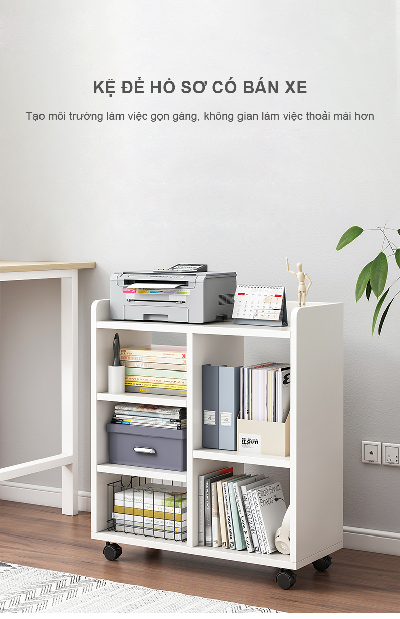 Kệ Đa Năng Lưu Trữ Đồ Dùng, Gía Sách Có Bánh Xe Di Chuyển Tiện Dụng GP173