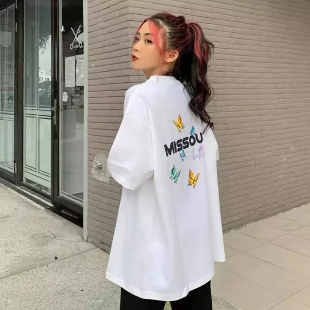 Áo thun in tay lỡ nữ phông form rộng dáng Unisex - Ulzzang mặc cặp, nhóm, lớp hình BƯỚM MISSOUT BUTTERFLY