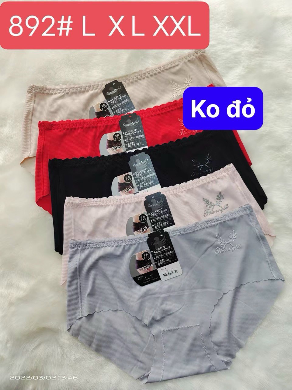Combo 5 Quần Lót Nữ Su Tăm Trơn Không Viền Mỏng Nhẹ 892 – Co Giãn 4 Chiều, Thoáng Mát, Không Lộ Viền (Size L/XL/XXL)
