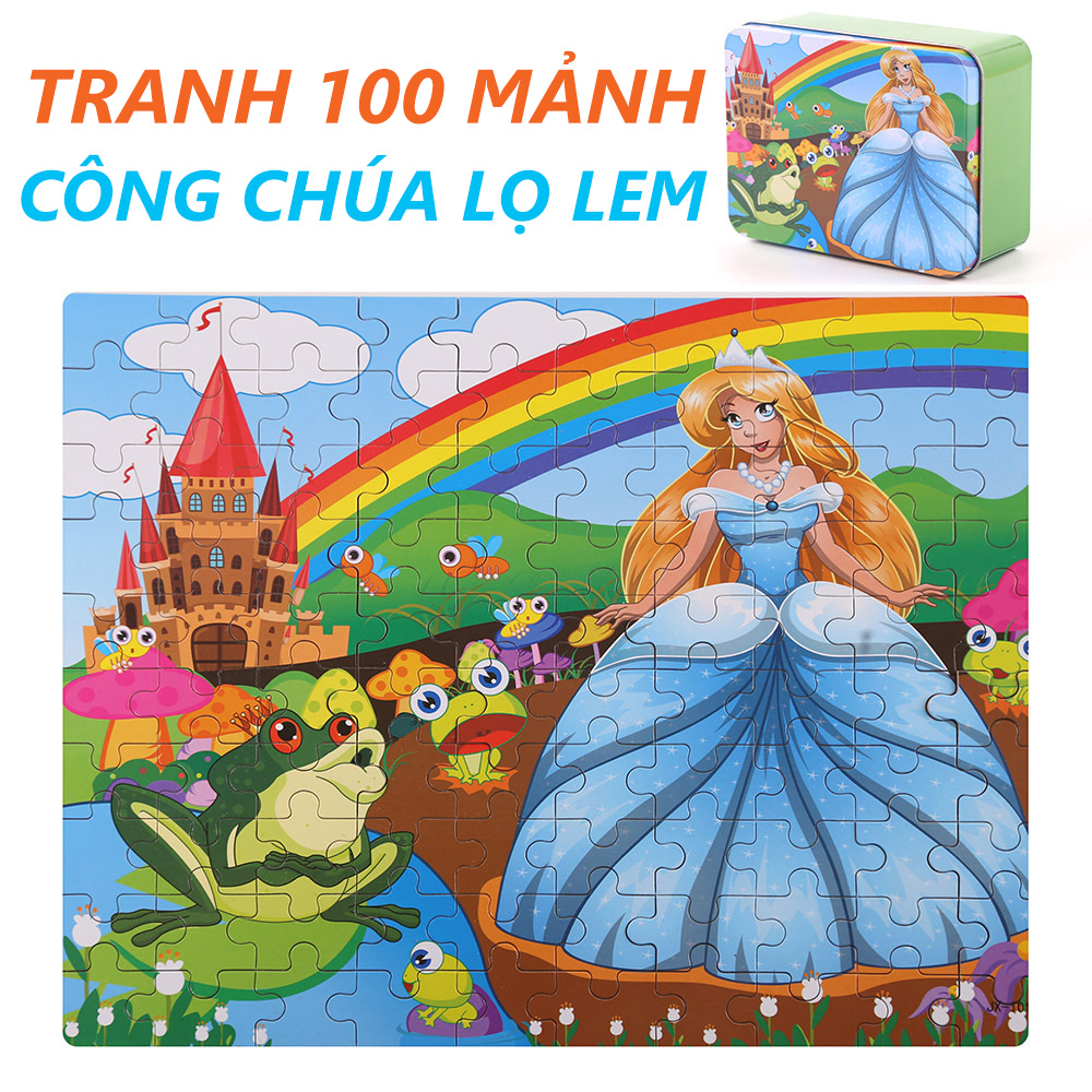 Tranh ghép gỗ 100 mảnh hộp sắt - Nàng tiên cá