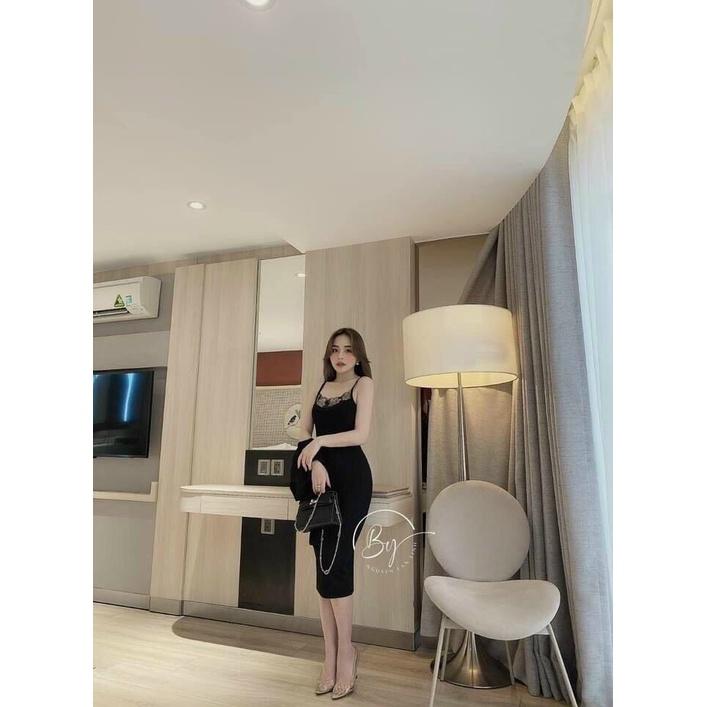 Set bộ - Set bộ đầm body phối ren kèm áo khoác ngoài thời trang, Chất thun co dãn