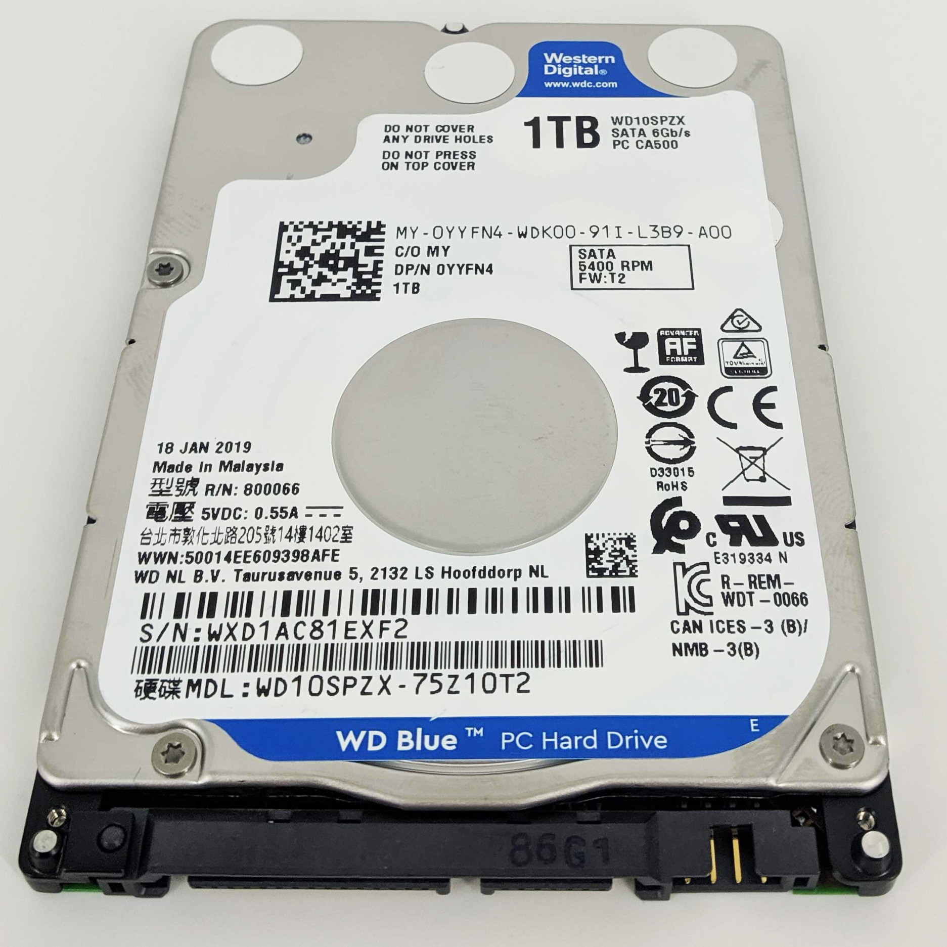 Ổ cứng HDD Western Digital Blue 1TB 2.5&quot; SATA 3 - WD10SPZX- Hàng Chính Hãng