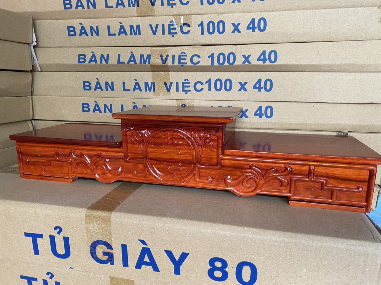 Tam Sơn - Tam Cấp - Bục Thờ Kê Bát Hương Gỗ Hương