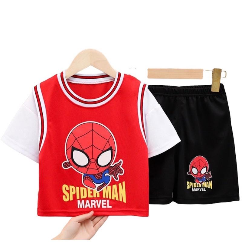 Đồ Bộ quần áo SPORT CÓ TAY FORM VỪA Spiderman người nhện thể thao trẻ em bé trai mùa hè đục lỗ thoáng khí Nowship HCM