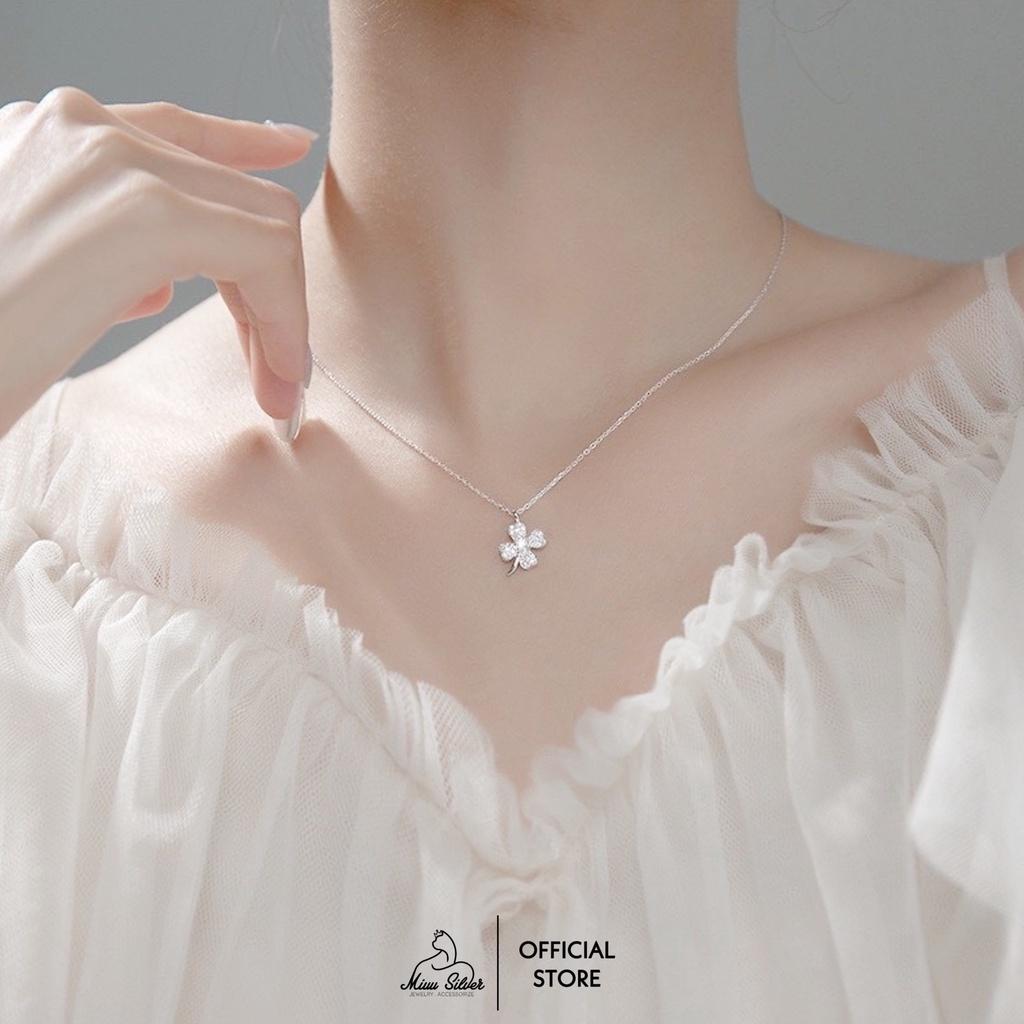 Vòng cổ bạc Miuu Silver, dây chuyền nữ cỏ 4 lá đính đá bạc 925