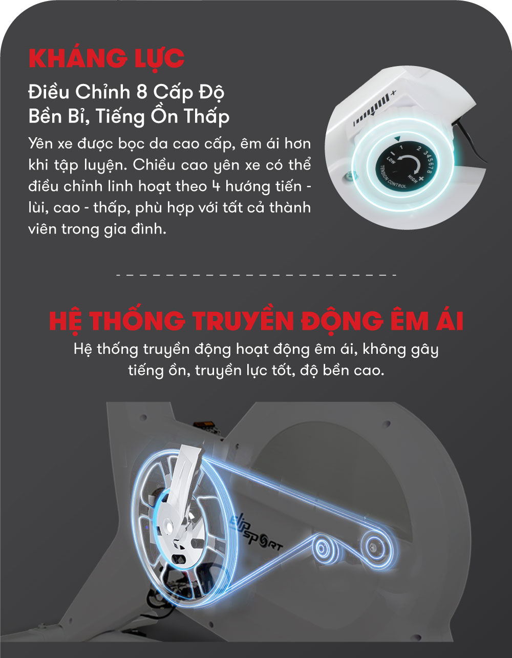 Xe Đạp Tập Thể Dục Tại Nhà ELIP Whitney - Sang Trọng, Đẳng Cấp, Dễ Dàng Điều Chỉnh Chế Độ Tập, Chất Liệu Cao Cấp