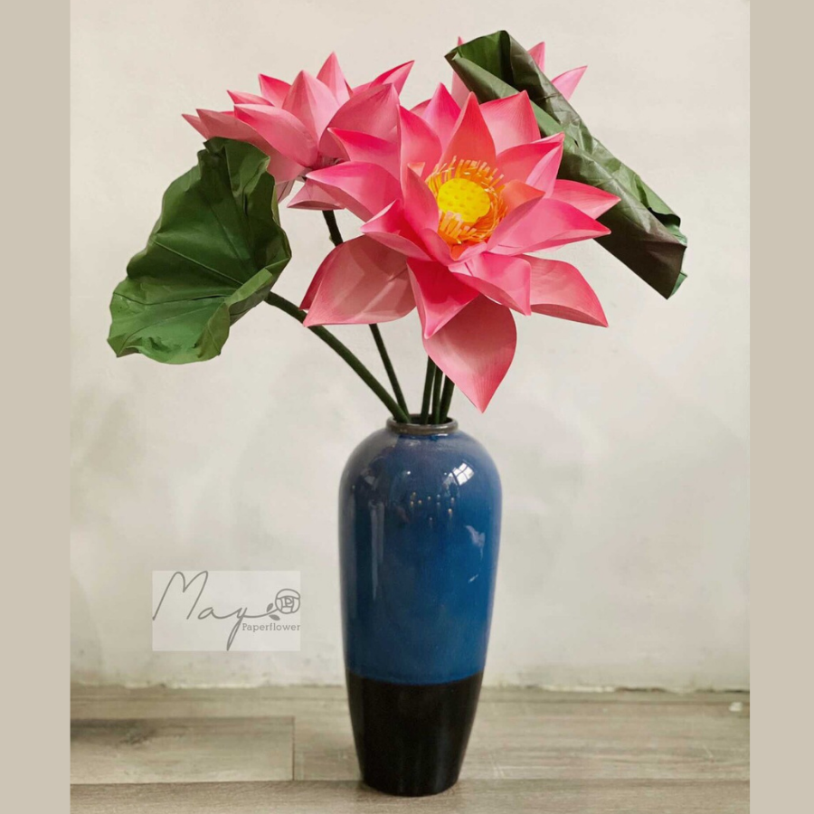 Hoa giấy handmade trang trí, Cành hoa sen handmade, Maypaperflower - hoa giấy nghệ thuật, hoa cắm bình, decor nhà ở