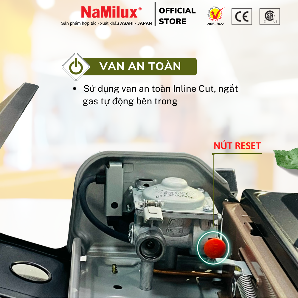 Bếp Gas Du Lịch (Bếp Gas Mini) NaMilux Mother│Van An Toàn Inline Cut│Công Suất 2.6 Kw (2.200 kcal/giờ) - Hàng Chính Hãng