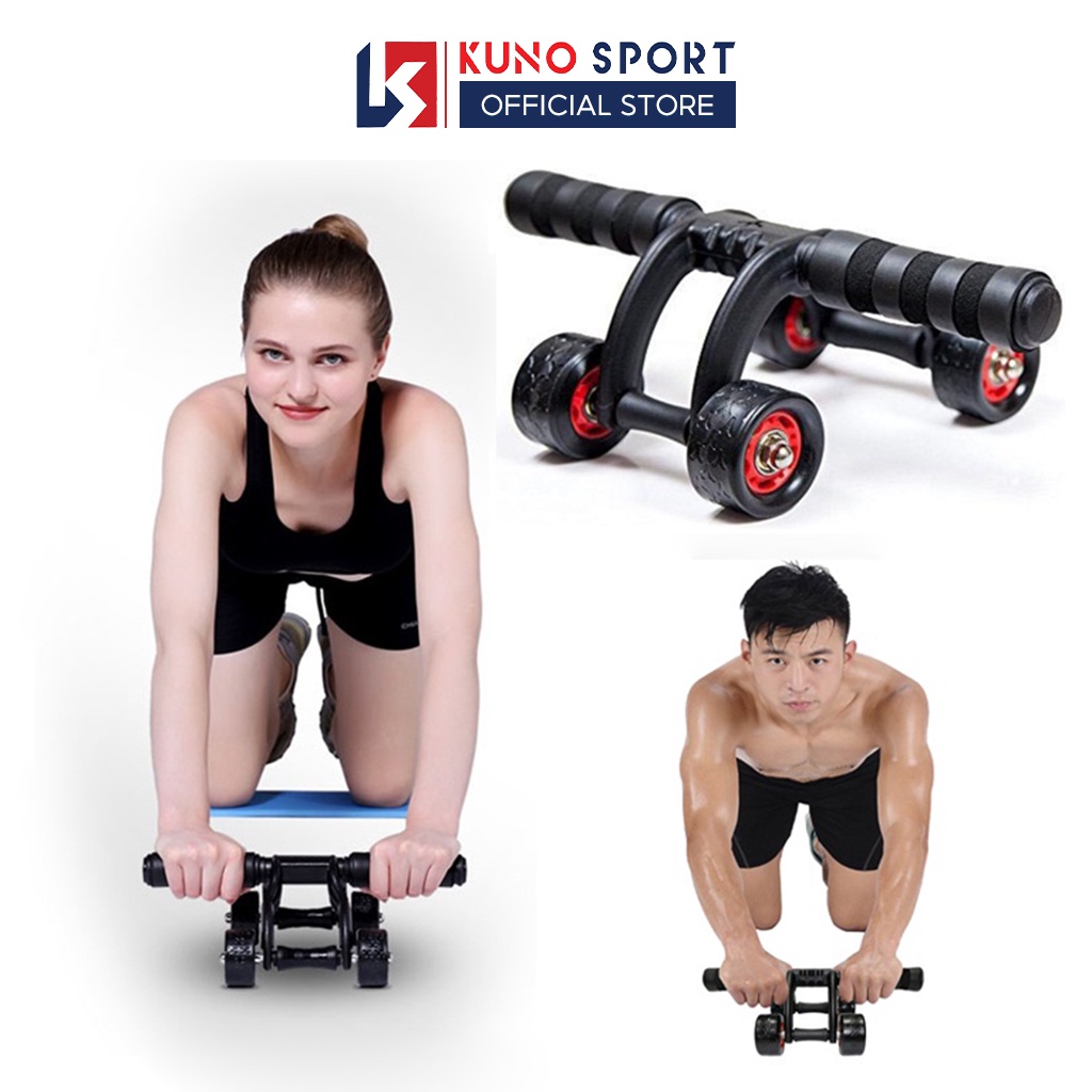 Con lăn tập cơ bụng 4 bánh cao cấp chịu tải trọng lên đến 200KG kèm tấm thảm lót gối