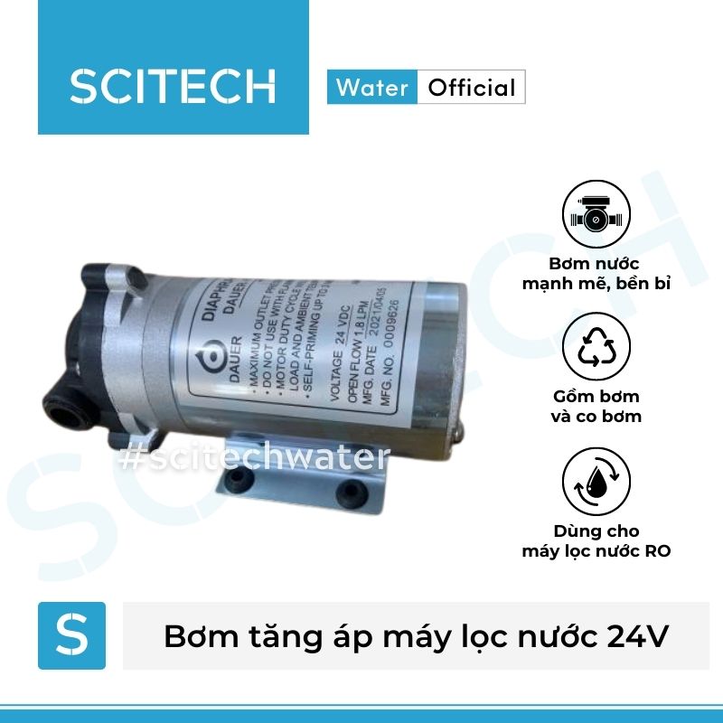 Bơm tăng áp máy lọc nước 24V (Tặng kèm co bơm) - Hàng chính hãng