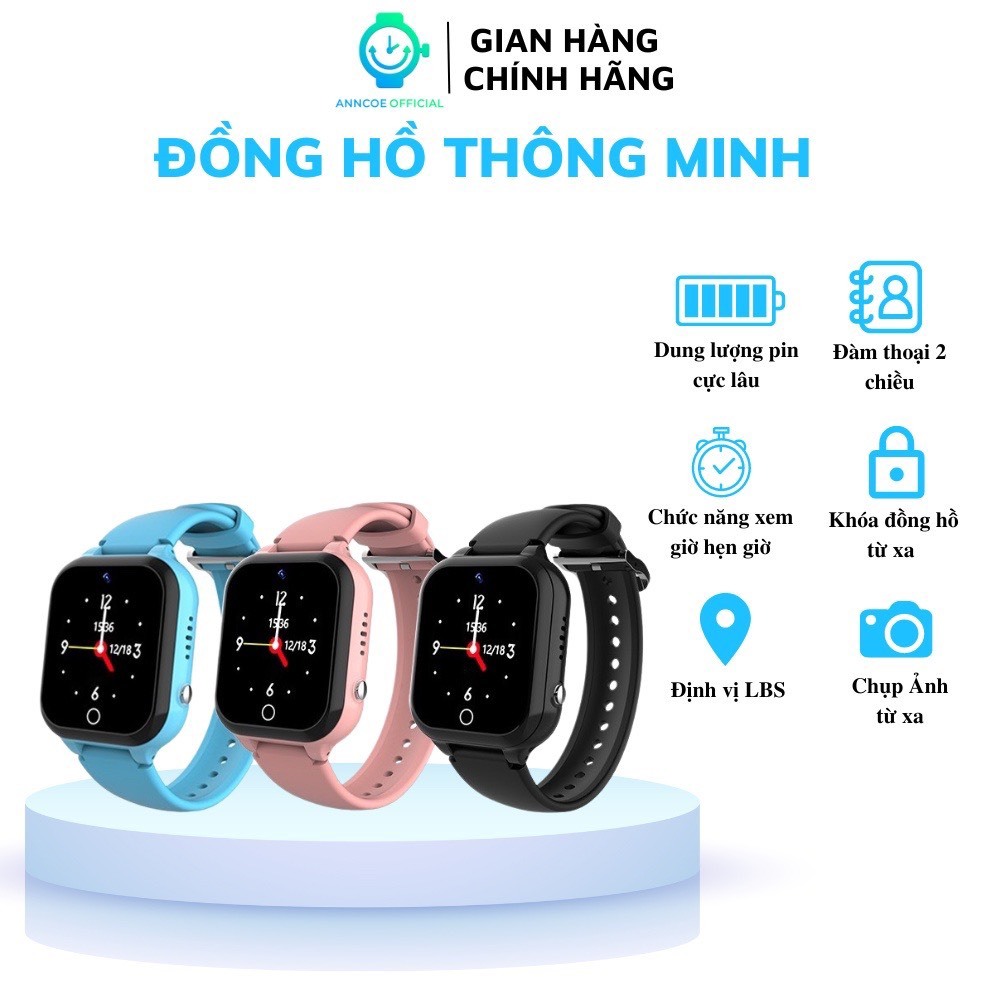 Đồng hồ thông minh trẻ em ANNCOE AC4G Gọi Video Call - Định Vị LBS+Wifi - Phiên Bản mới 1/2024- Hàng Chính Hãng