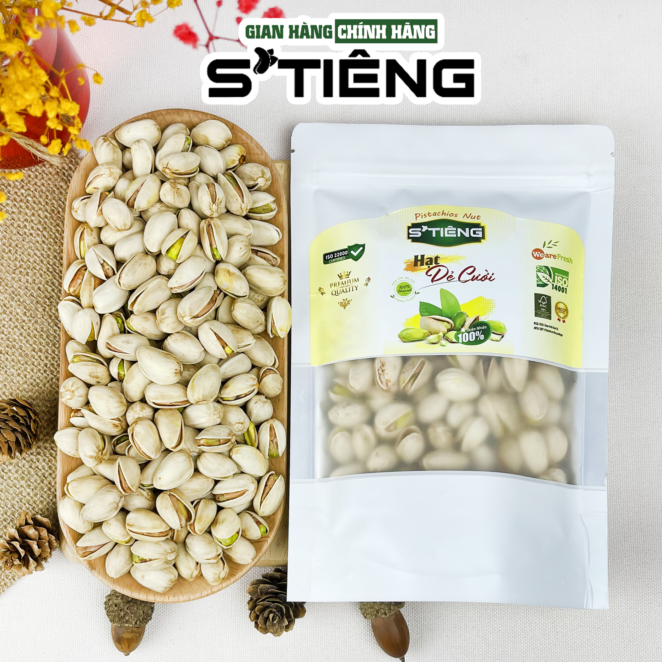 250Gr Hạt Dẻ Cười Mỹ Không Tẩy Trắng S'TIÊNG Túi