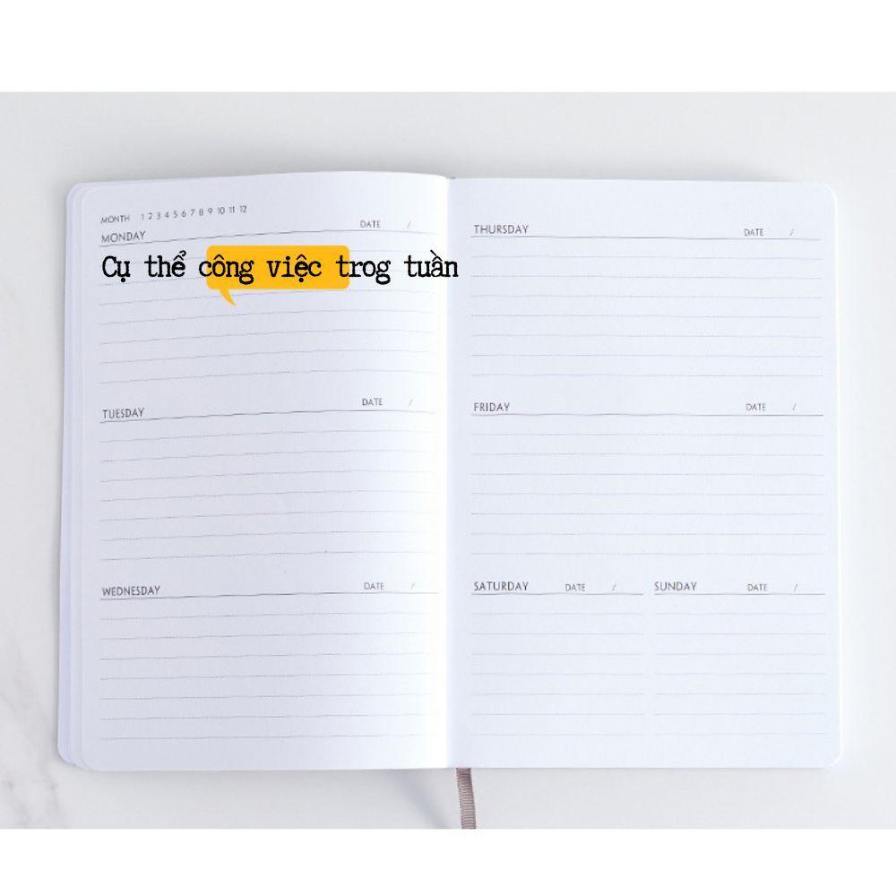 Sổ tay Kế Hoạch Nhật Ký tuần trong tháng Planner | Sổ Bìa Da mềm A5 Cao Cấp