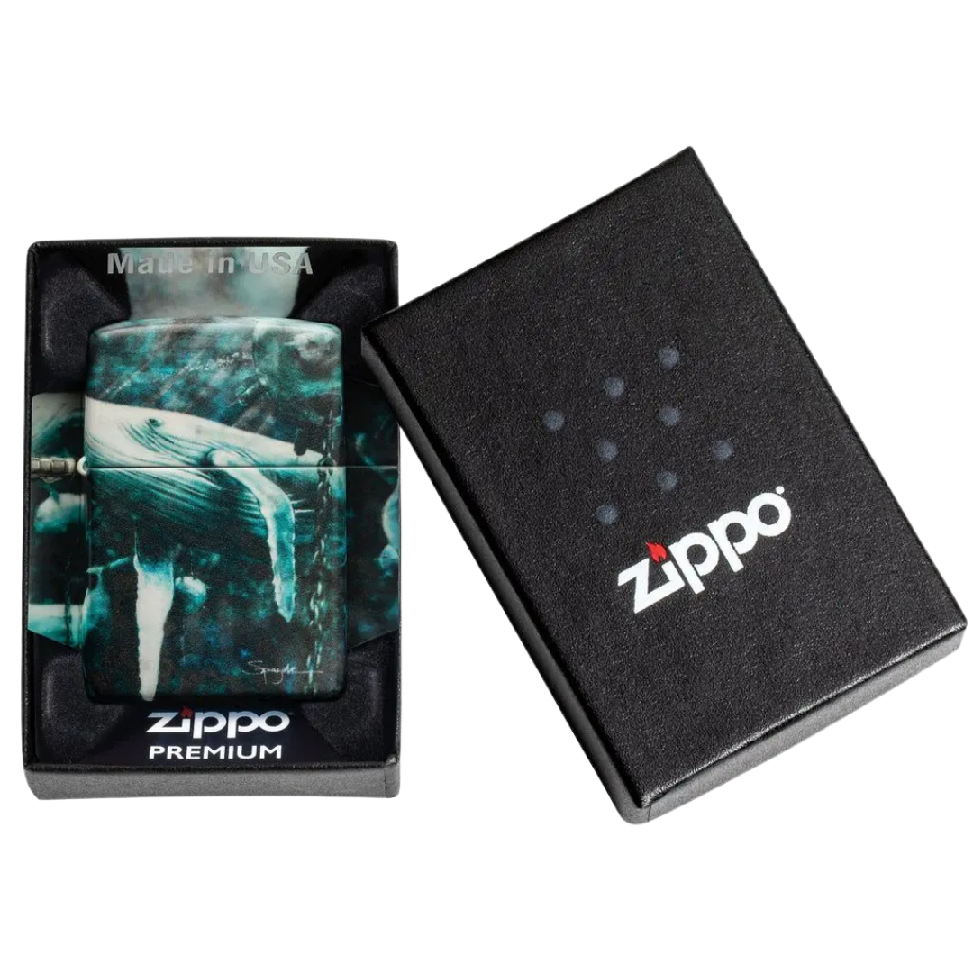 Zippo Chính Hãng Mỹ in hình cá Voi Nghệ Thuật Spazuk - Chống gió, vỏ kim loại cao cấp