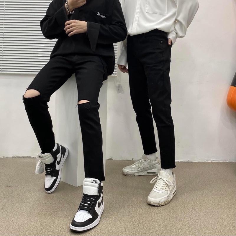 Quần jeans nam rách co giãn quần jeans nam đen cao câp
